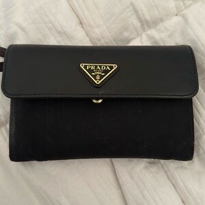 Prada Leather-Trimmed Tessuto Wallet